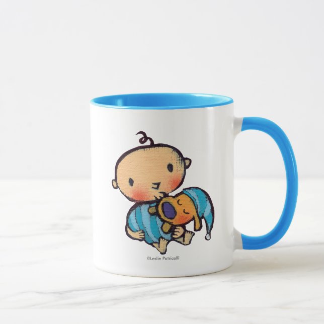 Goodnight Kisses Adorable Puppy in Blue Pyjamas Mug (Right)