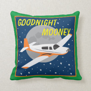 Goodnight Mooney Airplane Throw Pillow