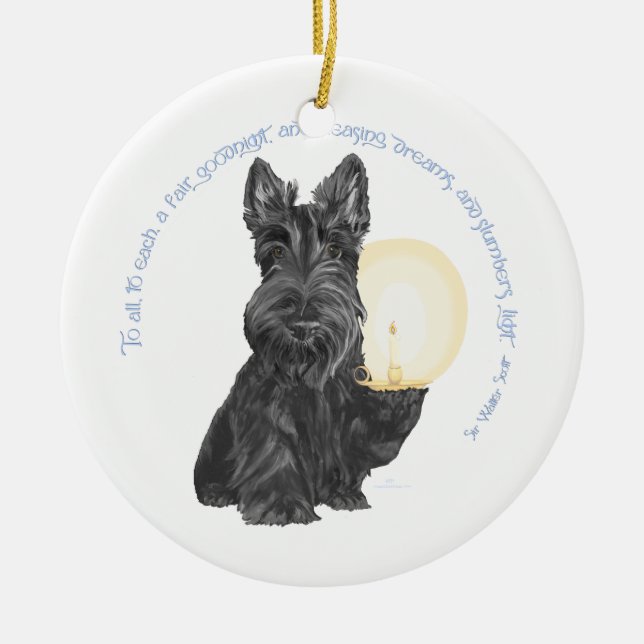 Goodnight Scottish Terrier Ceramic Ornament (Front)
