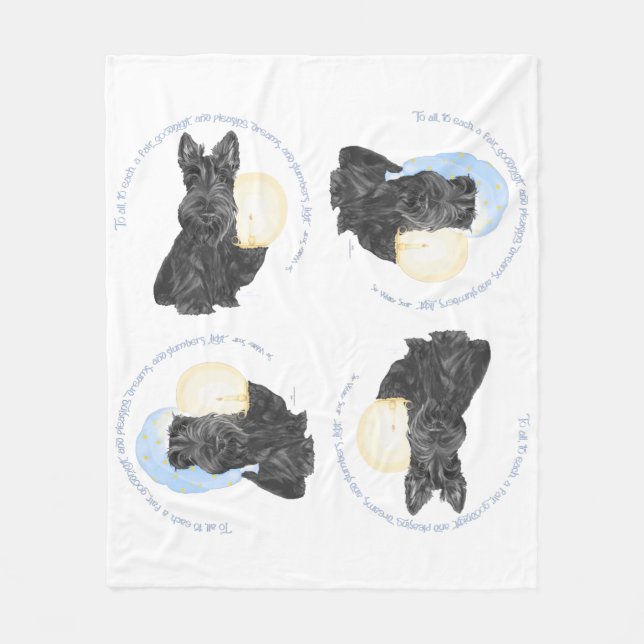 Goodnight Scottish Terrier Fleece Blanket (Front)