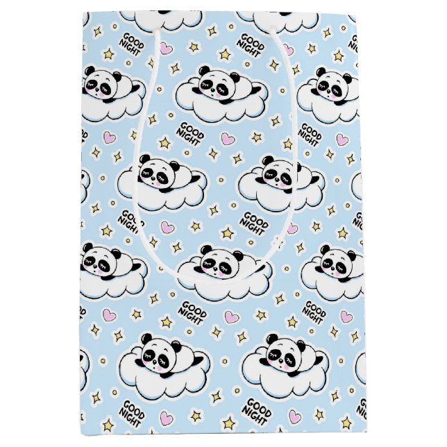 Goodnight Sleeping Panda Bear Medium Gift Bag (Front)
