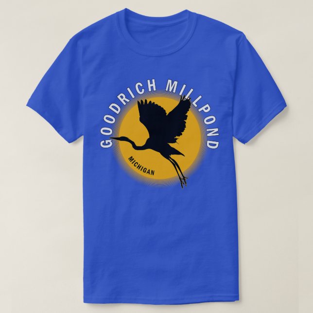 Goodrich Millpond in Michigan Heron Sunrise T-Shirt (Design Front)