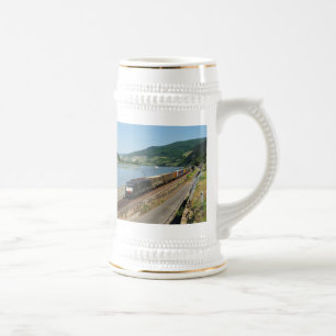 Goods train in ASS one ASS on the Rhine Beer Stein