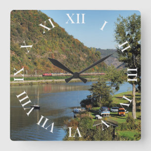 Goods train with Löf Square Wall Clock