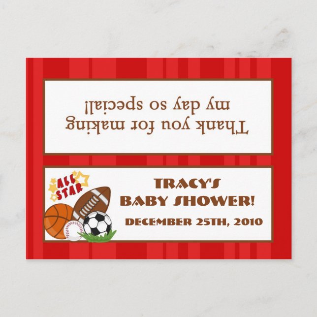 Goody Bag Topper All-Star Red Invitation Postcard (Front)