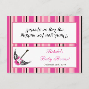 Goody Bag Topper Girly Girl Pink Punk Rock Guitar Invitation Postcard