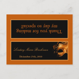 Goody Bag Topper Mis XV Orange Black Party Invitation Postcard