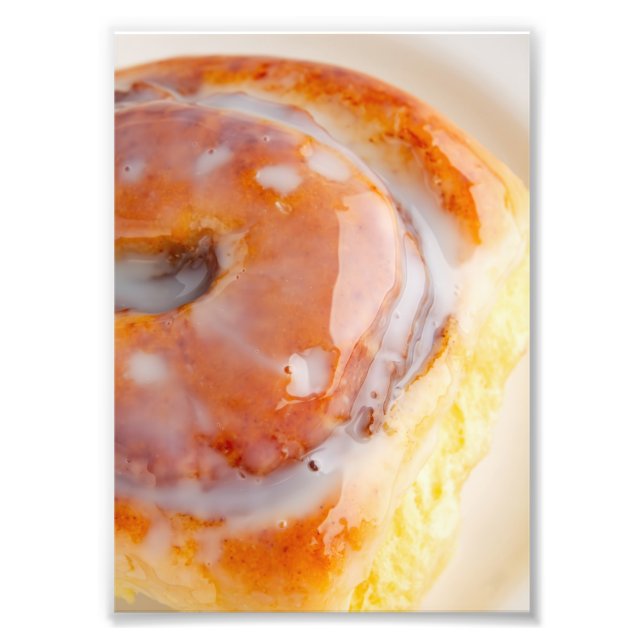 Gooey Cinnamon Roll with Icing - Dessert Photo Print (Front)