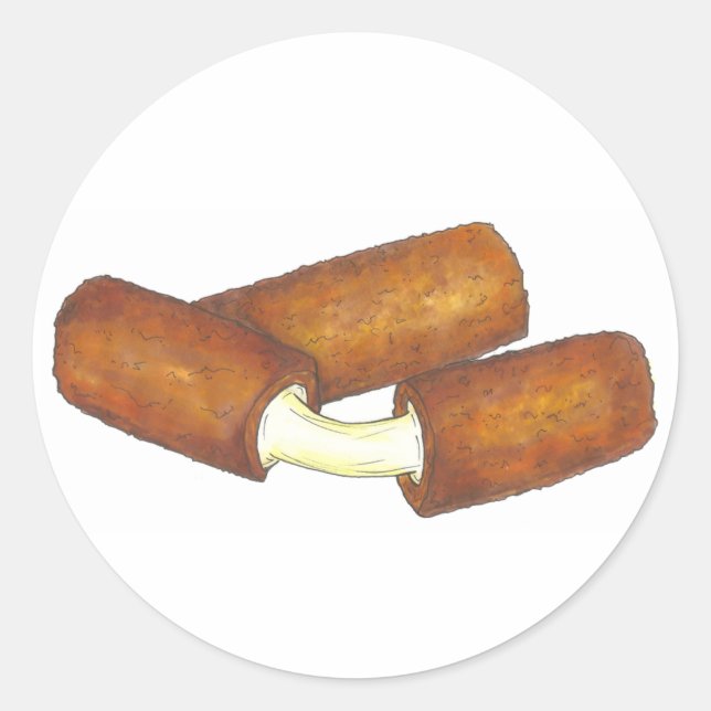 Gooey Mozzarella Cheese Sticks Junk Food Foodie Classic Round Sticker (Front)