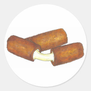 Gooey Mozzarella Cheese Sticks Junk Food Foodie Classic Round Sticker