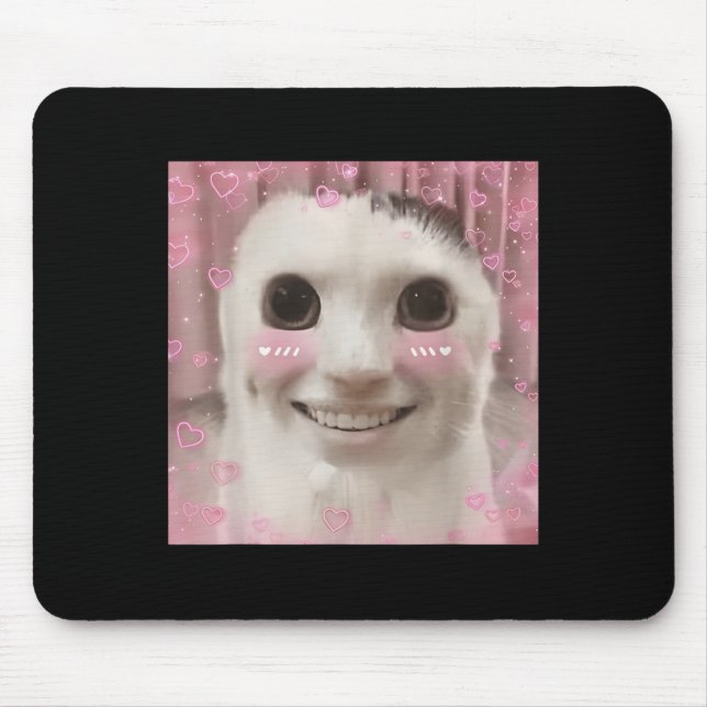 Goofy Ahh Cat Meme Dank Cursed Weirdcore Cringey B Mouse Pad (Front)