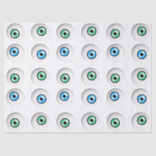 Goofy Blue and Green Eyeball Pattern Tissue Paper