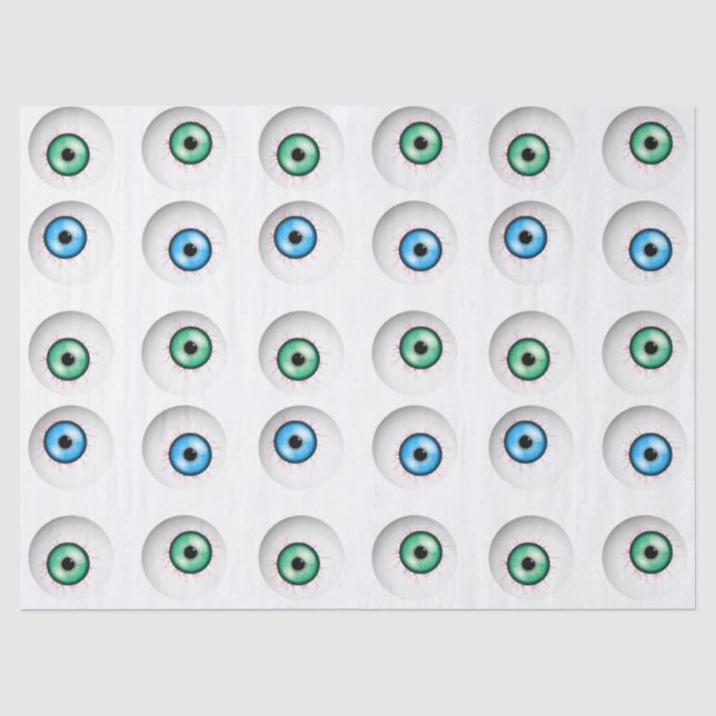 Goofy Blue and Green Eyeball Pattern Tissue Paper (Front)