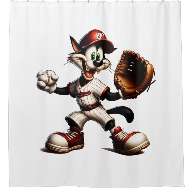 Goofy Cat Baseball Pitcher Winds Up (Front)
