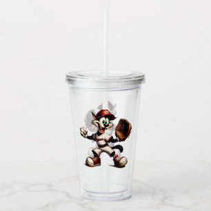 Goofy Cat Baseball Pitcher Winds Up Acrylic Tumbler