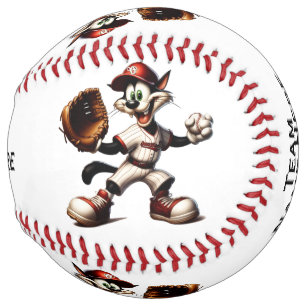 Goofy Cat Baseball Pitcher Winds Up Add Name Softball