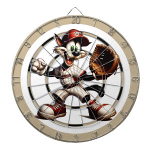  Goofy Cat Baseball Pitcher Winds Up Regulation Dartboard