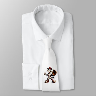 Goofy Cat Baseball Pitcher Winds Up Tie
