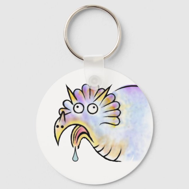 Goofy Dinosaur Triceratops Button Keychain (Front)
