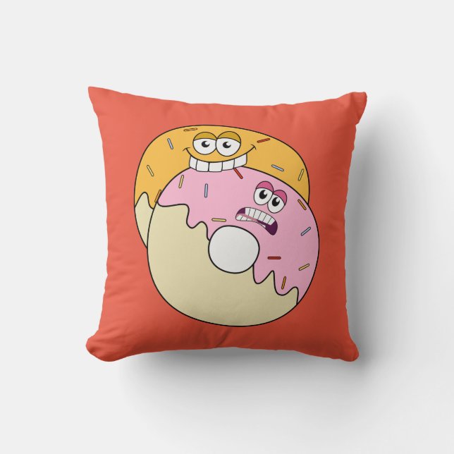 Goofy Doughnuts Throw Pillow (Front)