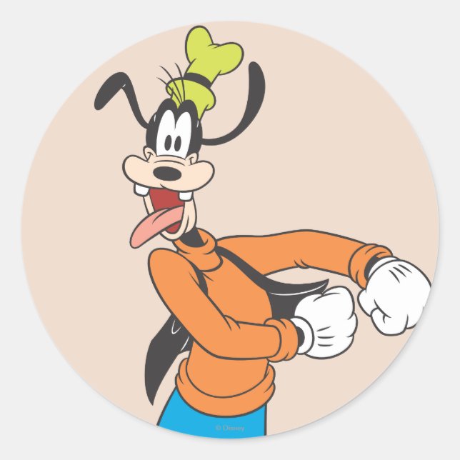 Goofy | Excited Classic Round Sticker (Front)