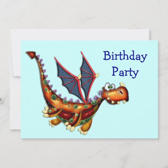 Goofy Flying Dragon Birthday Party Invitation (Front)