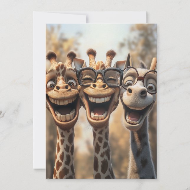 Goofy Giraffes in Glasses Card (Front)