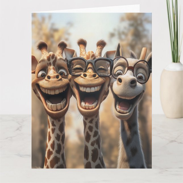 Goofy Giraffes in Glasses Card (Front)