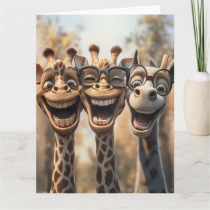 Goofy Giraffes in Glasses Card