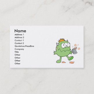 goofy green drunk monster cutie business card