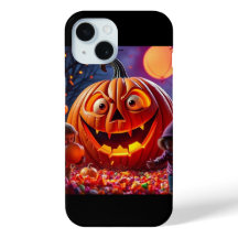 Goofy Halloween Pumpkin iPhone 15 Case—Unique Gift
