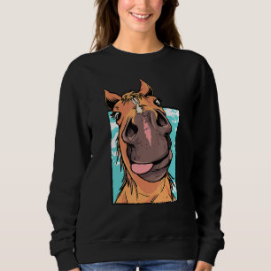 Goofy Horse Sticking Tongue Out Funny Farm Animal Sweatshirt