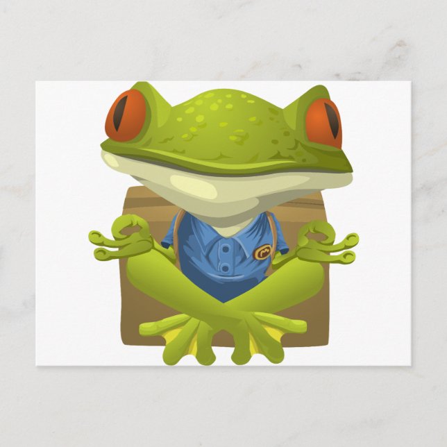Goofy Little Meditating Green Tree Frog Postcard (Front)