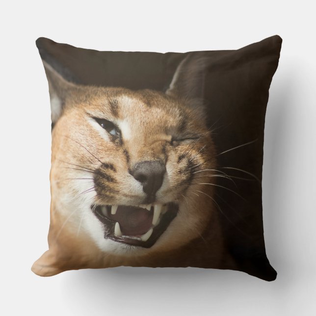 Goofy Lynx Throw Pillow (Front)
