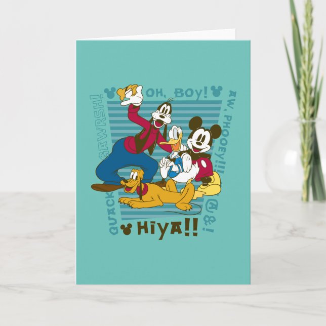 Goofy, Mickey, Donald, Pluto - Greetings Card (Front)