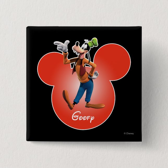Goofy | Mickey Head Icon 2 Inch Square Button (Front)