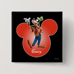 Goofy   Mickey Head Icon 2 Inch Square Button