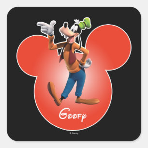 Goofy   Mickey Head Icon Square Sticker