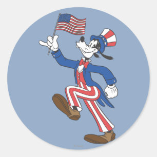 Goofy   Patriotic Classic Round Sticker