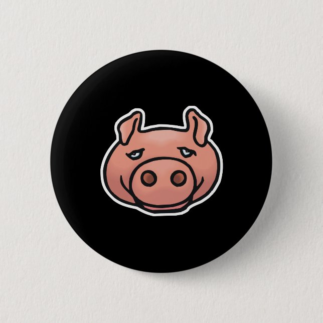 goofy pig face 2 inch round button (Front)