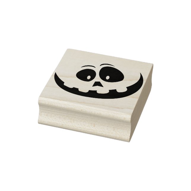 Goofy pumpkin face Halloween silhouette art stamp (Stamp)