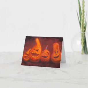 Goofy Pumpkin Family Original Art Note Card