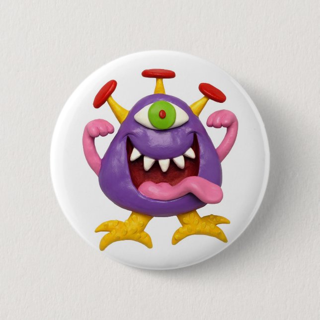Goofy Purple Monster 2 Inch Round Button (Front)
