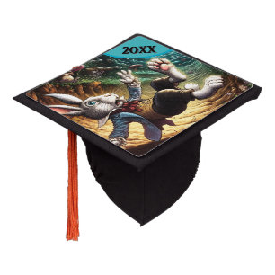 Goofy Rabbit Falling Down The Rabbit Hole to 20xx Graduation Cap Topper