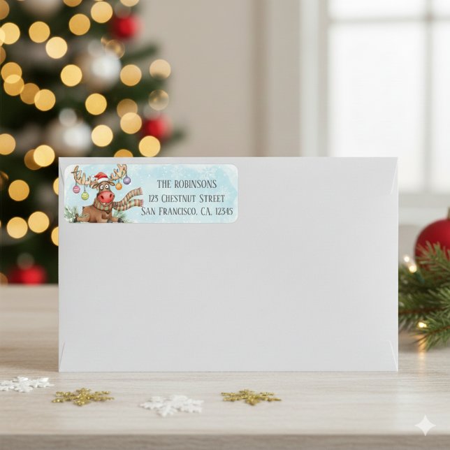 Goofy Reindeer Christmas Lights Return Address  (Creator Uploaded)