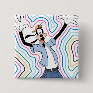 Goofy Retro Radiant Street Style Graphic 2 Inch Square Button