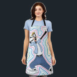 Goofy Retro Radiant Street Style Graphic Apron<br><div class="desc">Turn up the volume on your style with this high-energy, retro-inspired graphic! Featuring a cool, laid-back Goofy in iconic 90s fashion—complete with a backwards cap, button-down shirt, and baggy jeans—this design is all about effortless "good vibes" and vintage flair. The artwork is framed by a series of radiating, multi-colored outlines...</div>