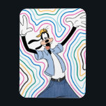 Goofy Retro Radiant Street Style Graphic Magnet<br><div class="desc">Turn up the volume on your style with this high-energy, retro-inspired graphic! Featuring a cool, laid-back Goofy in iconic 90s fashion—complete with a backwards cap, button-down shirt, and baggy jeans—this design is all about effortless "good vibes" and vintage flair. The artwork is framed by a series of radiating, multi-colored outlines...</div>