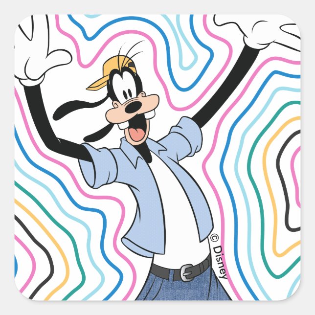 Goofy Retro Radiant Street Style Graphic Square Sticker (Front)