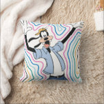 Goofy Retro Radiant Street Style Graphic Throw Pillow<br><div class="desc">Turn up the volume on your style with this high-energy, retro-inspired graphic! Featuring a cool, laid-back Goofy in iconic 90s fashion—complete with a backwards cap, button-down shirt, and baggy jeans—this design is all about effortless "good vibes" and vintage flair. The artwork is framed by a series of radiating, multi-colored outlines...</div>